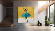 Ballerina Kunst – Vierkant Canvas Kunst voor de Muur