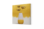 Gele bloemen in Vaas – Vierkante Canvas Wanddecoratie – Canvas Wandkunst in Vierkante Uitvoering