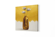 Gezicht Vaas Witte Bloemen – Modern Canvas Schilderij – Vierkant Canvas Schilderij voor de Wand