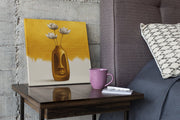 Gezicht Vaas Witte Bloemen – Modern Canvas Schilderij – Vierkant Canvas Schilderij voor de Wand