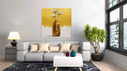 Gezicht Vaas Witte Bloemen – Modern Canvas Schilderij – Vierkant Canvas Schilderij voor de Wand