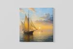 Zeilschip bij Zonsondergang – Canvas Wanddecoratie in Vierkante Vorm
