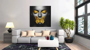 Vrouw Gele Vlinder – Vierkante Canvas Wandkunst