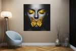 Vrouw Gele Vlinder – Vierkante Canvas Wandkunst