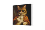 Vintage Kat – Vierkant Canvas Kunst voor de Muur