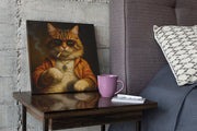 Vintage Kat – Vierkant Canvas Kunst voor de Muur