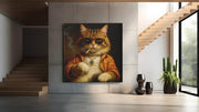 Vintage Kat – Vierkant Canvas Kunst voor de Muur