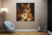 Vintage Kat – Vierkant Canvas Kunst voor de Muur