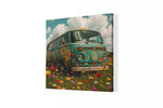 Hippie Bus – Modern Canvas Schilderij – Vierkant Canvas Schilderij voor de Wand