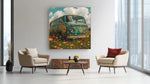 Hippie Bus – Modern Canvas Schilderij – Vierkant Canvas Schilderij voor de Wand