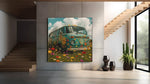 Hippie Bus – Modern Canvas Schilderij – Vierkant Canvas Schilderij voor de Wand