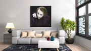 Joker als Speelkaart – Vierkant Canvas Kunstwerk voor het Interieur