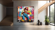 Popart met Graffiti – Modern Canvas Schilderij – Vierkant Canvas Kunst voor de Muur
