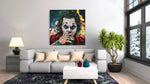 Donker Popartportret – Vierkant Canvas Kunstwerk voor het Interieur