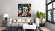 Donker Popartportret – Vierkant Canvas Kunstwerk voor het Interieur