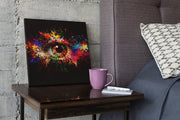 Kleurrijk Abstracte Kunst Oog – Vierkant Canvas Schilderij voor de Wand