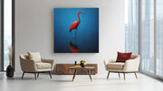Rode Kraanvogel – Canvas Wandkunst in Vierkante Uitvoering