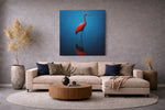 Rode Kraanvogel – Canvas Wandkunst in Vierkante Uitvoering