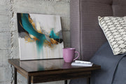 Abstracte Kunst met Gouden Accenten Vierkant – Vierkante Canvas Wanddecoratie – Canvas Wanddecoratie in Vierkante Vorm