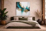 Abstracte Kunst met Gouden Accenten Vierkant – Vierkante Canvas Wanddecoratie – Canvas Wanddecoratie in Vierkante Vorm