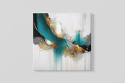 Abstracte Kunst met Gouden Accenten Vierkant – Vierkante Canvas Wanddecoratie – Canvas Wanddecoratie in Vierkante Vorm