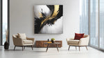 Abstracte Kunst in Goud en Zwart – Canvas Schilderij als Wanddecoratie