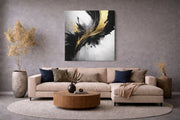 Abstracte Kunst in Goud en Zwart – Canvas Schilderij als Wanddecoratie