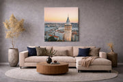 Istanbul Galata Toren – Vierkante Canvas Wandkunst
