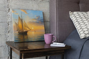 Zeilboot – Vierkante Canvas Wanddecoratie – Canvas Wandkunst in Vierkante Uitvoering