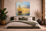 Zeilboot – Vierkante Canvas Wanddecoratie – Canvas Wandkunst in Vierkante Uitvoering