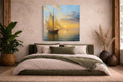 Zeilboot – Vierkante Canvas Wanddecoratie – Canvas Wandkunst in Vierkante Uitvoering