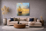 Zeilboot – Vierkante Canvas Wanddecoratie – Canvas Wandkunst in Vierkante Uitvoering