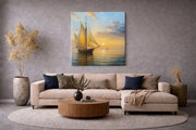 Zeilboot – Vierkante Canvas Wanddecoratie – Canvas Wandkunst in Vierkante Uitvoering