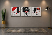 Vrouw in Rood – Vierkant Canvas Kunst voor de Muur