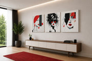 Vrouw in Rood – Vierkant Canvas Kunst voor de Muur
