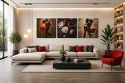 Bloemen en Dans – Canvas Wandkunst in Vierkante Uitvoering