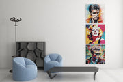 Marilyn Monroe, Elvis Presley en James Dean – Vierkante Canvas Wandkunst