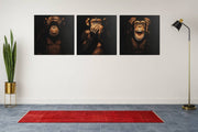 Drie Apen – Vierkant Canvas Schilderij voor de Wand