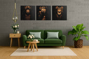 Drie Apen – Vierkant Canvas Schilderij voor de Wand