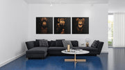 Drie Apen – Vierkant Canvas Schilderij voor de Wand