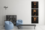 Drie Apen – Vierkant Canvas Schilderij voor de Wand