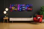 Neon Sportauto's – Canvas Schilderij als Wanddecoratie