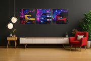 Neon Sportauto's – Canvas Schilderij als Wanddecoratie