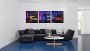 Neon Sportauto's – Canvas Schilderij als Wanddecoratie