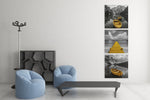 Gele Boot aan het Meer – Modern Canvas Schilderij – Vierkant Canvas Kunst voor de Muur