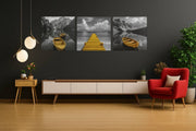 Gele Boot aan het Meer – Modern Canvas Schilderij – Vierkant Canvas Kunst voor de Muur