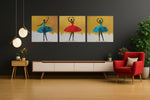 Ballerina in Moderne Kunststijl – Vierkant Canvas Schilderij voor de Wand