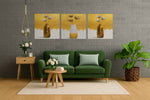 Modern Gouden Vazen – Canvas Wanddecoratie in Vierkante Vorm