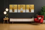 Modern Gouden Vazen – Canvas Wanddecoratie in Vierkante Vorm