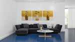 Modern Gouden Vazen – Canvas Wanddecoratie in Vierkante Vorm